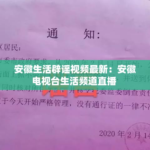 安徽生活辟谣视频最新：安徽电视台生活频道直播 