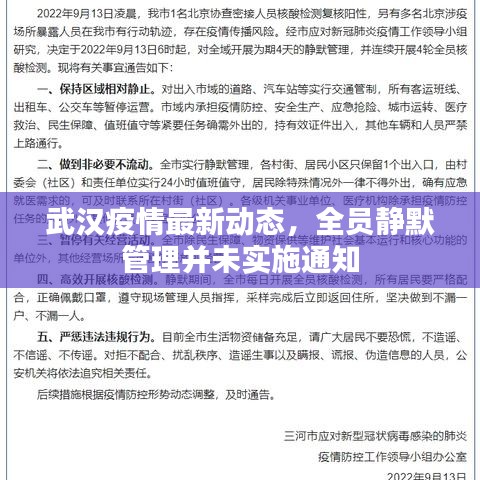 武汉疫情最新动态，全员静默管理并未实施通知