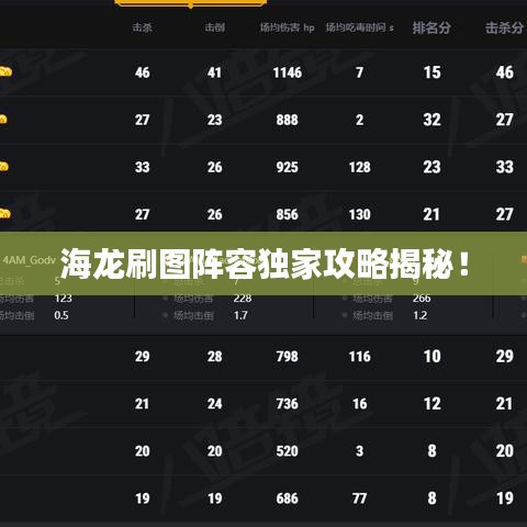 海龙刷图阵容独家攻略揭秘！