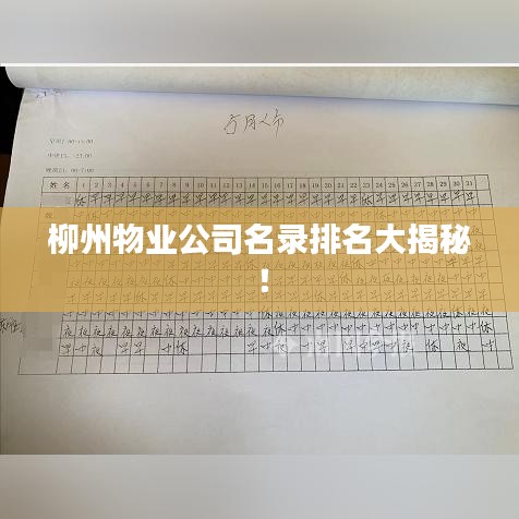 柳州物业公司名录排名大揭秘！