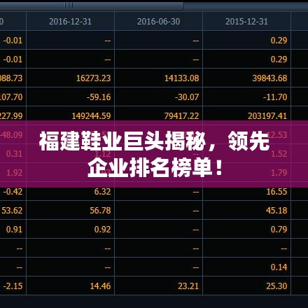 福建鞋业巨头揭秘，领先企业排名榜单！